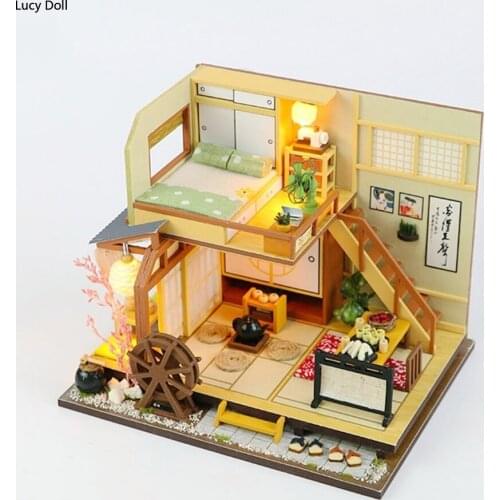 Doll House Furniture Diy Miniature Dust Cover 3d Wooden Miniaturas Dollhouse Toys For Children Birthday Gift