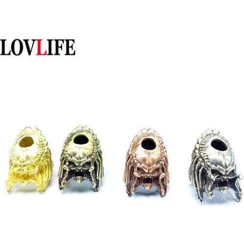 Brass Iron Warrior Figures Knife Bead Handmade Woven Lanyard DIY Keychain Pendant Jewelry Accessories EDC Outdoor Tool Paracord