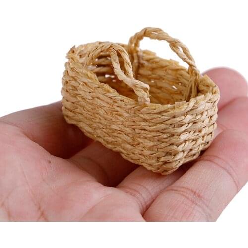 Mini 1/12 Cute Dollhouse Rattan Frame Hand-woven Vegetable Food Basket Dolls Miniature Decoration
