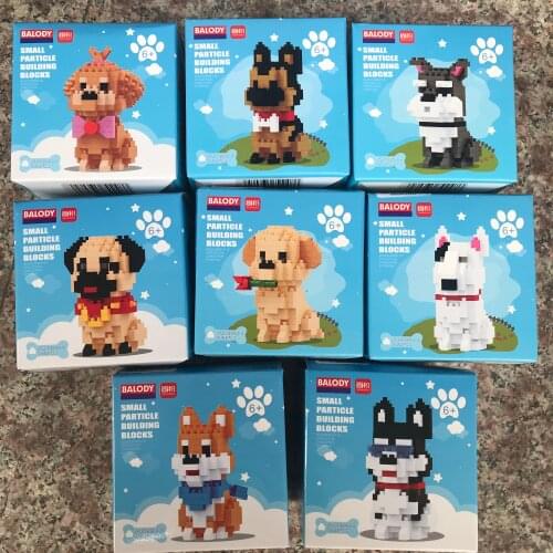 Balody Mini Blocks Assembly Cute Animal Bull Terrier Dog Husky Micro Bricks Labrador Kids Gift Girls Christmas Present Pet Shop
