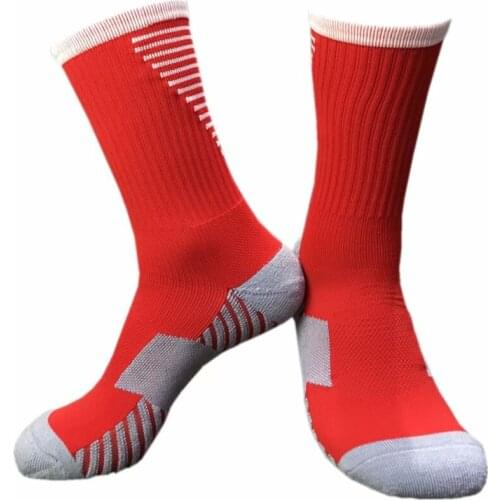 Men Women Anti-Slip Soccer Socks Mid Calf Football Sport Leg Socks Futbol Short Stockings Knee-High Nylon Towel Bottom Sock