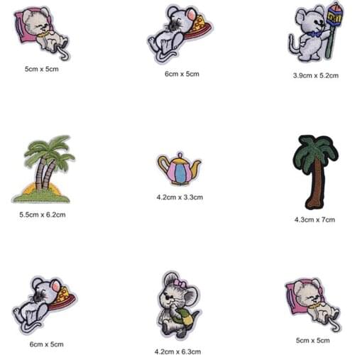 Mouse Cheese Tree Teapot Patches Cap Shoe Iron On Embroidered Appliques DIY Apparel Accessories Patch Clothing Fabric Badges