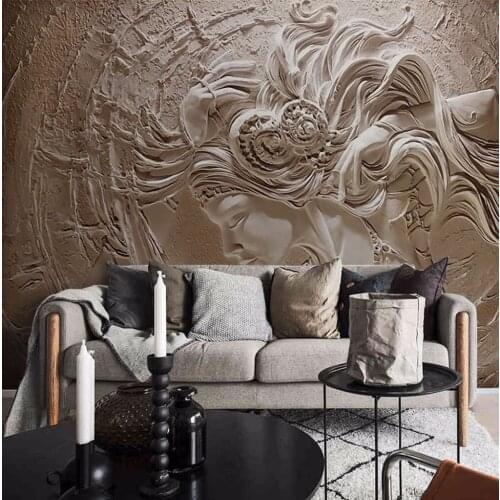 Bacaz 8d Modern wall sticker for lliving room TV background bedroom character wallpaper Abstract 3d Pure color mural paper Decor