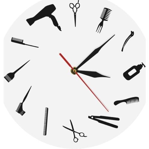 Barber Equiment Wall Clock Modern Design Barber Shop Business Sign Wall Watch Beauty Hair Salon Clock Hairdresser Gift