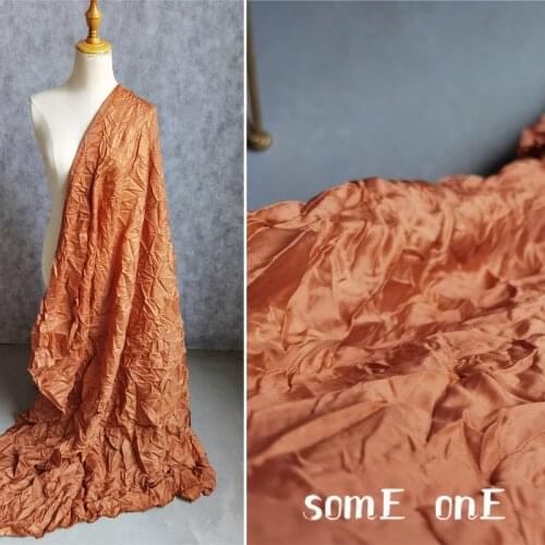 Irregular Pleated Tulle Fabric Caramel Miyake Folds For DIY Patchwork Patches Decor Clothes Skirt Dress Designer Fabric