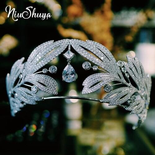 NiuShuya Queen Tiars Crowns Zirconia Crystal Woman Headband Princess Diadem For Pageant Party Wedding Hair Accessories