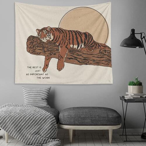 Nordic Ins Animal Tapestry Decor Home Sun Moon Tapestry Wall Hanging Decorative Living Room Tropical Plant Tapestry Balcony