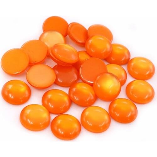 New Fashion 40pcs 12mm Orange Color Flat Back Resin Cabochons Cameo G6-11