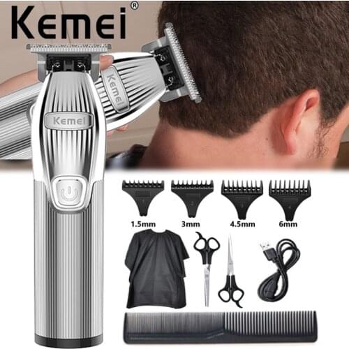 Kemei New Aluminum Alloy Hair Trimmer Large Capacity Cordless Hair Clippers for Men luxury Powerful Shaver Hair Cutting Machine
