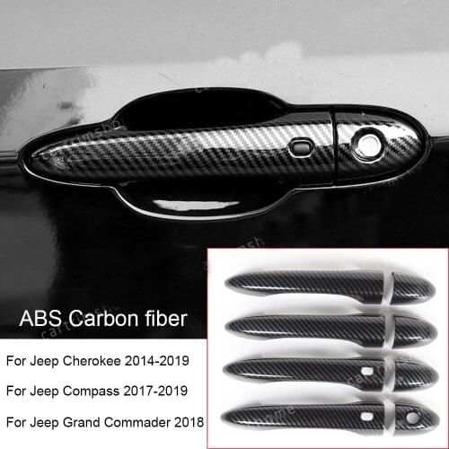 Carbon fiber Door Handle Trim For Jeep Cherokee 2014+ Compass 17+Grand Commander
