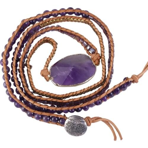 Braided Bracelet Crystal Stone Beads 5 Layers Leather Wrap Bracelet Bohemia Handmade Bracelet Women Jewelry