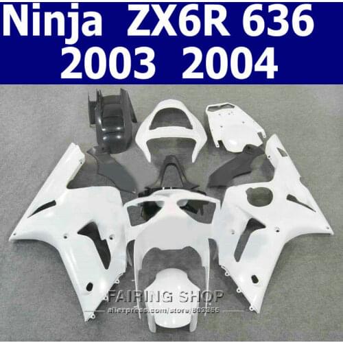 Full plastic parts For Kawasaki ZX6r 2003 2004 Fairing kit zx 6r 03 - 04 ( white ) Injection mold Fairings Customize free t58