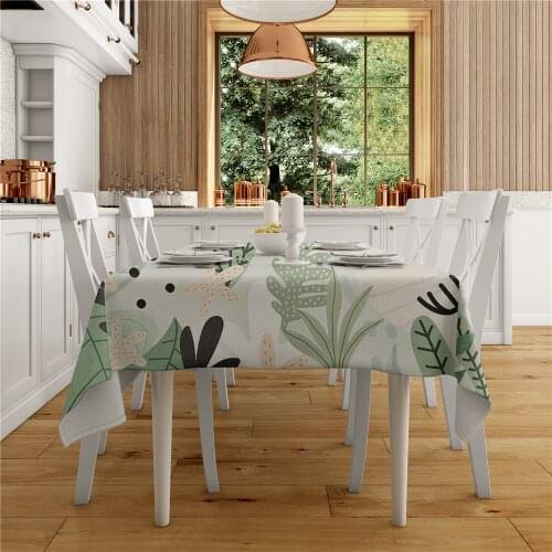 Pastoral Style Nordic Tablecloth Plant Series Leaves Pattern Print Rectangular Picnic Tablecloth Home Decor Tablecloth For Table