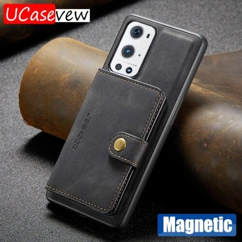 Luxury Leather Case With Card Wallet Bag For Oneplus 9 One Plus 9 Pro Phone Cover Stand Holder Flip Magnetic Cases Shell
