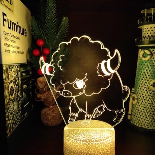 Pokemon Anime 3d LED Night Light Bouffalant Figures Animal Light for Child Kids Cartoon Acrylic Table Desk Lamp for Room Decor