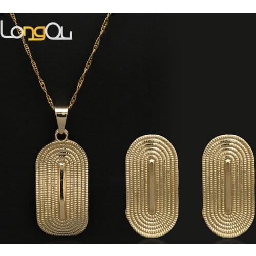 High quality Dubai Gold Color Jewelry Set Fashion African Jewelry Fan-Shaped Dangle Earrings Necklace Set For Women Gift