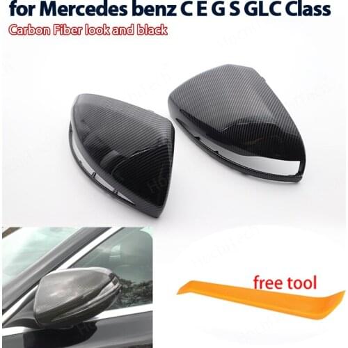 Modified Glossy Black Mirror Cover Caps for Mercedes-Benz C S E GLC W205 W253 W222 W213 W238 X253 Replacement LHD Accessories
