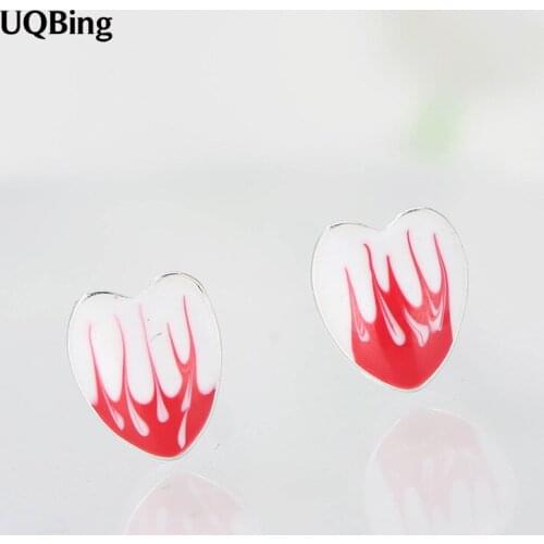 Free Shipping Fashion Silver Red Heart Earrings 925 Sterling Silver Stud Earrings For Women Jewelry Pendientes Brincos