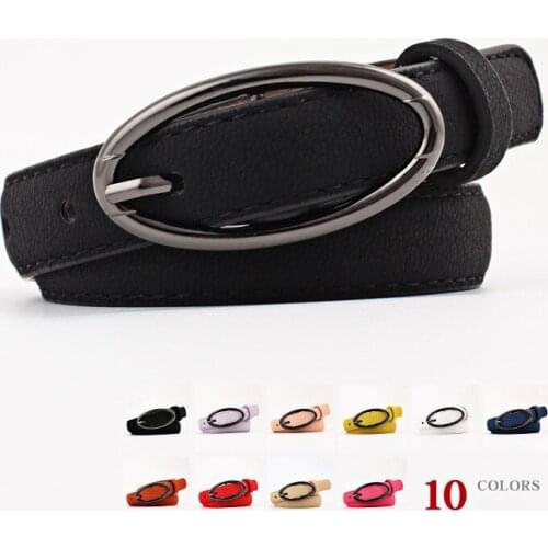Vintage PU Leather Belts for Women Black White Round Oval Metal Circle Pin Buckle Ladies Jeans Waist Belt 2019 New Luxury Strap