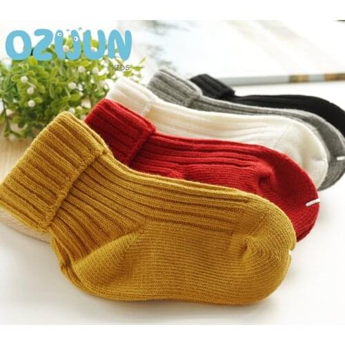 1 Pair Children Girls Boys Cotton Bobby Sox Thick needle Kids Socks Soft No Bones Elastic Thread Tube Socks 1-2/2-3/3-5/5-8 Year