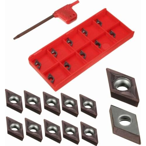 10Pcs DCMT0702 EM YBC205 Carbide Inserts + Wrench for Lathe Turning Bar Tool Carbide Insert