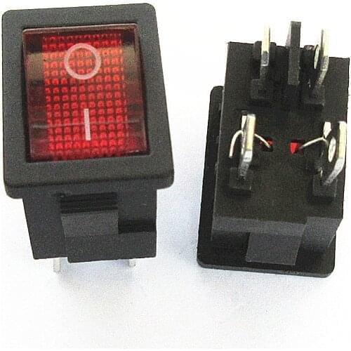 10PCS Ship Type Switch 15*21mm 4PIN ON/OFF Rocker Switch 6A/250V 10A/125V 15X21 With Red Light