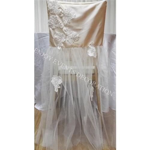 20pcs YHC#175 fancy embroidery tulle wedding chiavari wedding events chair back covers