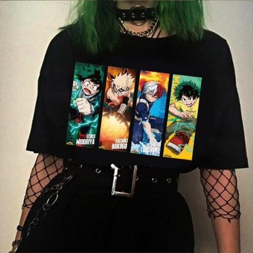 2020 Boku No Hero Academia Bakugou Deku Shoto Todoroki Cartoon T-shirt Graphic Short Sleeved Streetswear Tees Unisex