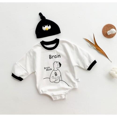 2021 Autumn Infant Baby Girls Fashion Long Sleeve Letter Bodysuit Cartoon Print Cotton Toddlers Jumpsuit Striped Leggings Pants
