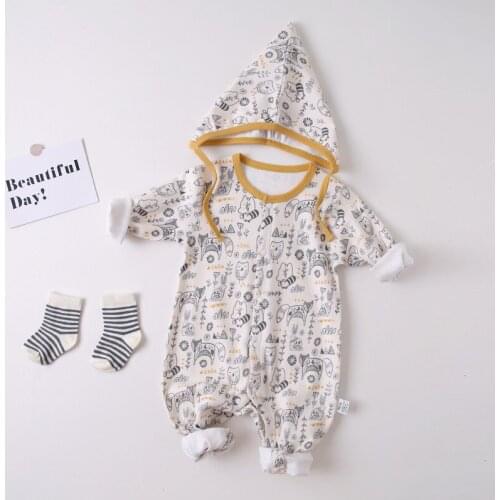 3-24M of Baby Kids Pajamas Romper for Girls Boys Clothing 100% Cotton Childrens Soft Long-sleeved One-piece Jumpsuit send Hat
