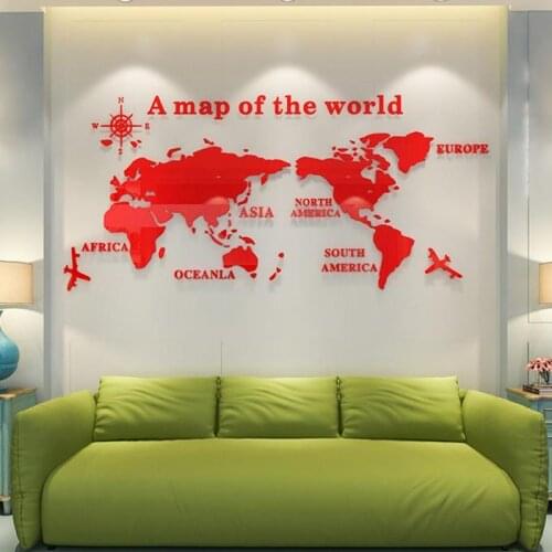 3D Wall Sticker Acrylic Wall Decorations Living Room Bedroom World Map Stickers Home Decor DIY Wallpaper