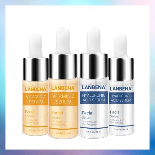 LANBENA Vitamin C Serum+Hyaluronic Acid Serum Anti-Aging Moisturizing Skin Care Firming Treatment Whitening Moisturizing 4PCS