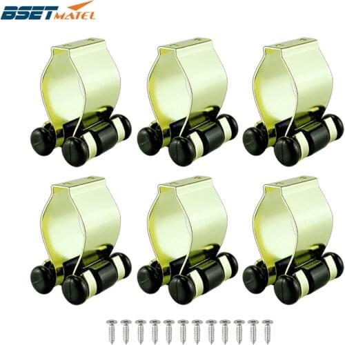 6X Gilding Metal Fishing Rod Clips Club Positioning Clamps Holder Accessories Fixing Rack Wall Mount Rod Collection Rack Storage