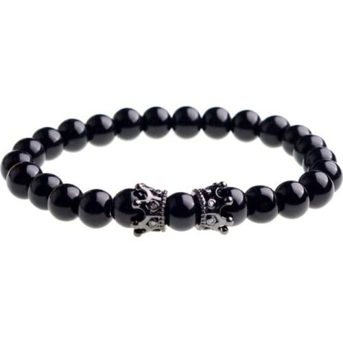 ASHMITA 2019 8MM Howlite Beads Doule Rose Gold Crown Bracelet Man Fashion Women Gift For Girl Boy Beautiful