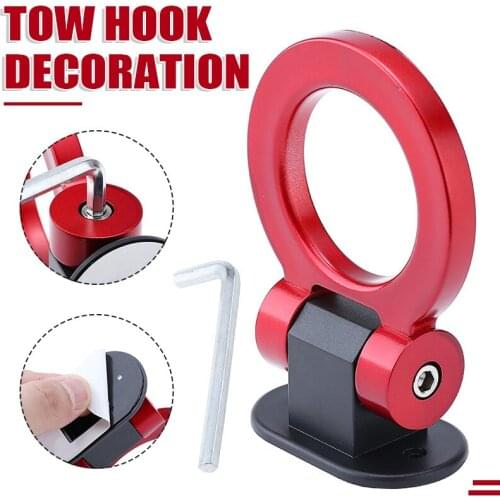 1pc Red ABS Plastic Car Auto Ring Track Decoration Racing Style Red Tow Hook Look Decoration DIY Moulding Parts