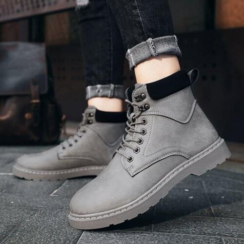 Spring Autumn Fashion Casual Ankle Boots Men Shoes High Quality PU Adult Rubber Snow Boots Mens Work Footwear Sneakers