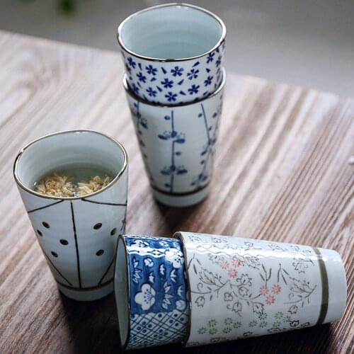 Japanese Style 5 Pieces Cups Handpainted Under Glazed Ceramic Cup Simple Porcelain Teacups Drinkware High Quality With Gift Box