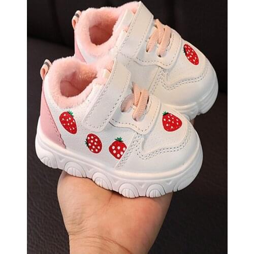 SandQ Baby Girls Winter Shoes Tennis Sporty White Strawberry Pineapple Lovely Little Kids Sneakers Shose Zapatos Chaussure Bebe