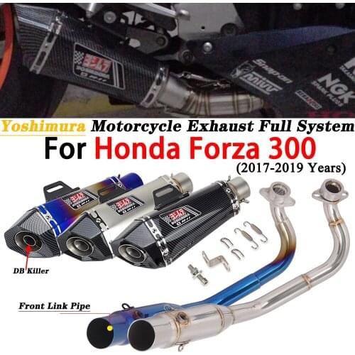 For Honda Forza 300 2017 2018 2019 Yoshimura Motorcycle Exhaust Full System Escape Moto Muffler Modif Front Link Pipe DB Killer