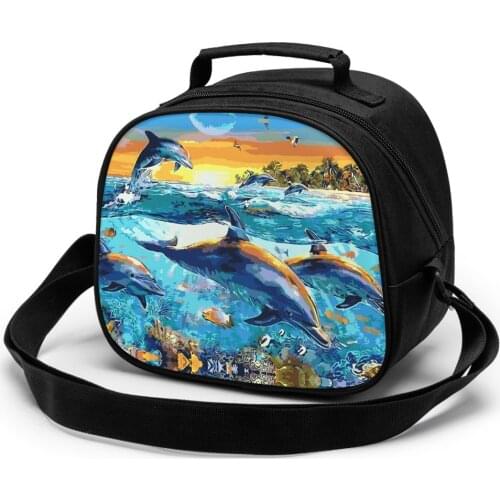 Dolphins electric Childrens meal bag Dolphins Functional Pattern Cooler Lunch Box Thermal Food Picnic kids Lunch Bags For Women