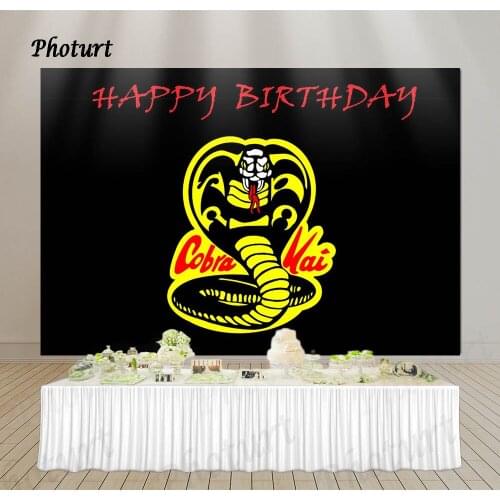 PHOTURT Cobra Backdrop Kids Birthday Party Background Golden Black Snake Polyester Vinyl Photography Banner Decoration Props