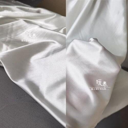 Imitation Satin Silk Fabric Glossy White DIY Background Decor Hanfu Kungfu Suit Cheongsam Shirt Skirt Dress Designer Fabric
