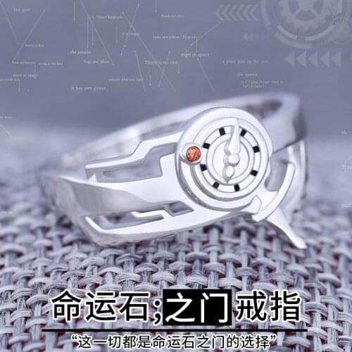 Anime Steins;Gate Makise Kurisu Okabe Rintarou Hallowen Party Ring 925 Sterling Silver Finger Ring Adjustable Jewelry Ring Prop
