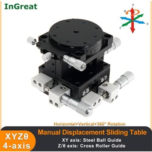 XYZR Axis Combined Manual Micrometer Sliding Table 40 60mm Precision Mini Linear Stage Displacement Platform LGTP60-L LGT60-L