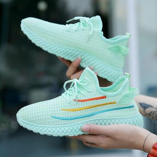 Summer shoes women sneakers 2021 new breathable mesh shoes soft flat shoes female fashion solid color lace up casual sneakers