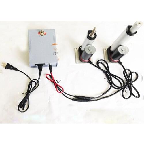 2pcs 4'' Stroke 100mm 24V Linear Actuators 10mm/s 980N +DC24V Manual Control Kit + Mount Brackets New