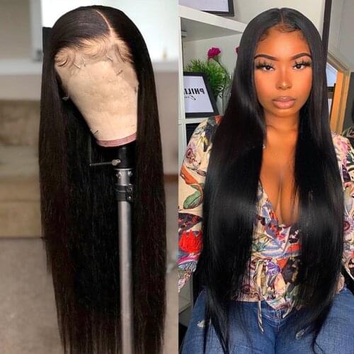 Luvin Straight Glueless 13X6 Lace Front Human Hair Wigs Black Women Brazilian 360 Frontal Wig Pre Plucked