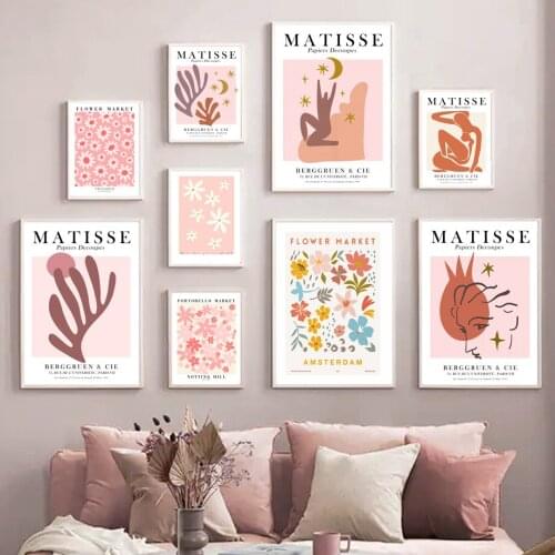 Matisse Cutout Papers Nude Figure Flower Leaves Wall Art Print Canvas Painting Nordic Poster Wall Pictures For Living Room Decor