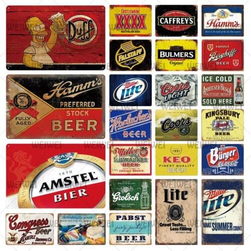 Beer Metal Sign Plaque Metal Vintage Pub Tin Sign Metal Plate Wall Decor for Bar Pub Club Man Cave Decorative Plates