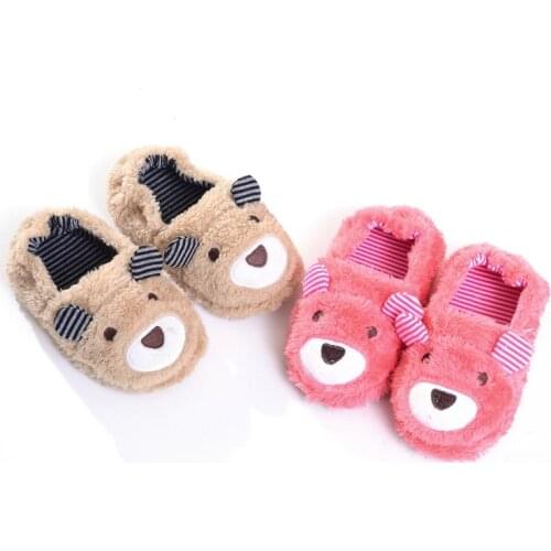 New Style Cute Cotton Slippers Kid\s Winter Home House Shoes Plush Bear Wrapped Roots Warm Cotton Slippers